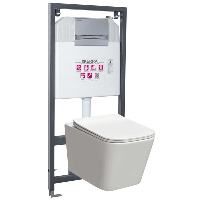 Zestaw podtynkowy WC z miską Tinos i przyciskiem Adriatic chrom,Kerra