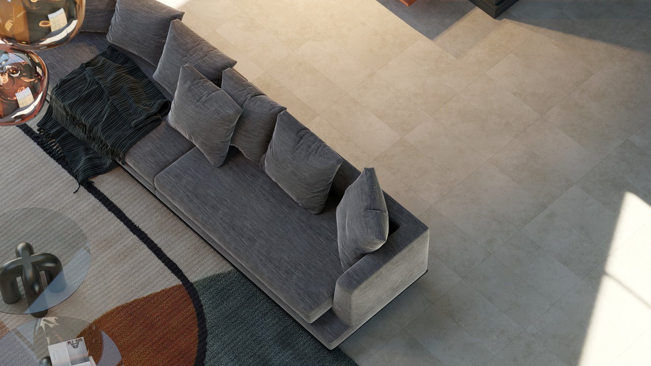 SAMKLIC GAMME PRO - DALLE CLIPSABLE TRÈS HAUTE RÉSISTANCE (COUCHE D'USURE 0,55MM) AVEC SOUS-COUCHE INTEGREE. CIMENT BEIGE-Colis individuel (2,23m²) - 2