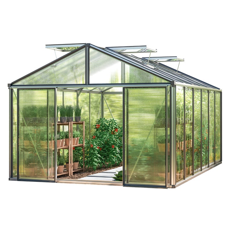 GFP szklarnia Asteria 24 Light 311x460 cm - grube panele poliwęglanowe ok. 12 mm - kolor: aluminium naturalne