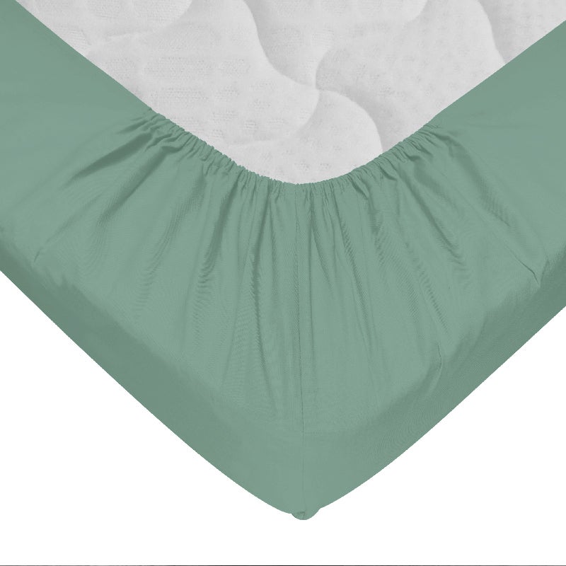 Drap-housse 100% coton 57 Fils Vert tilleul - 80 x 200 cm - Bonnet 30 cm - 3