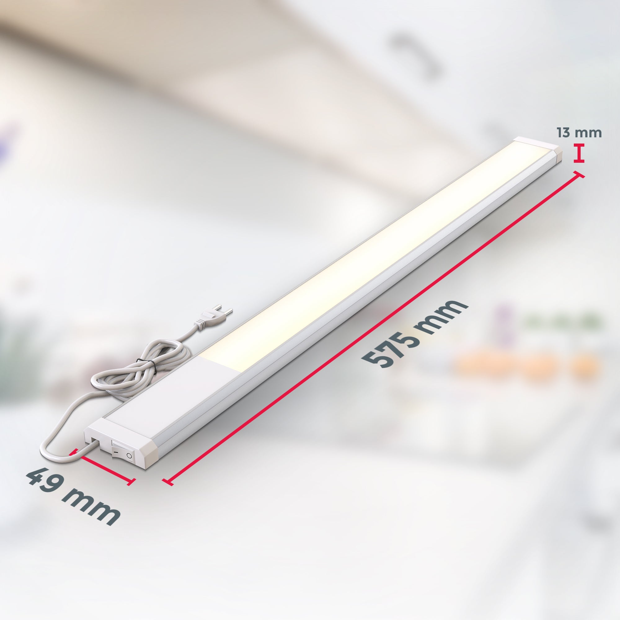 Lampe LED sous-meuble - avec interrupteut- lumière chaude 3.000K - LED 10W 1.100lm - IP20 - dimensions 575x50x13mm - B.K.Licht - 7