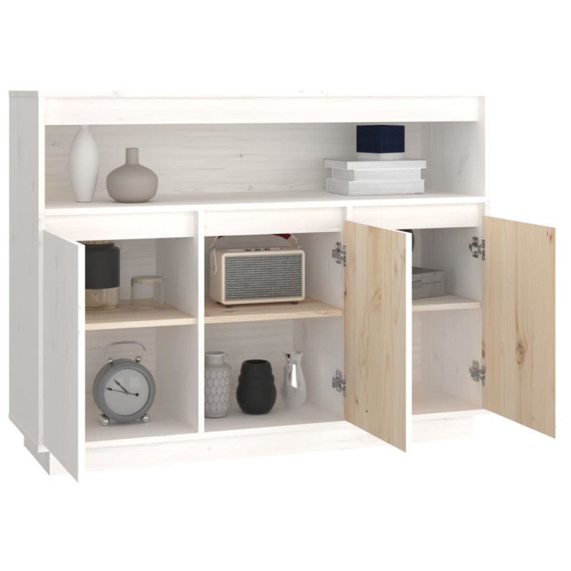 Buffet Blanc 104,5x34x80 cm Bois massif de pin - 5