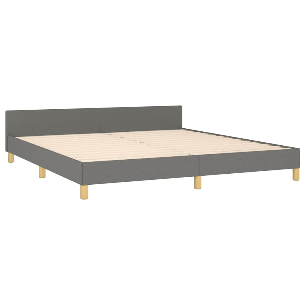 Cadre de lit sans matelas gris foncé 160 x 200 cm tissu - 4