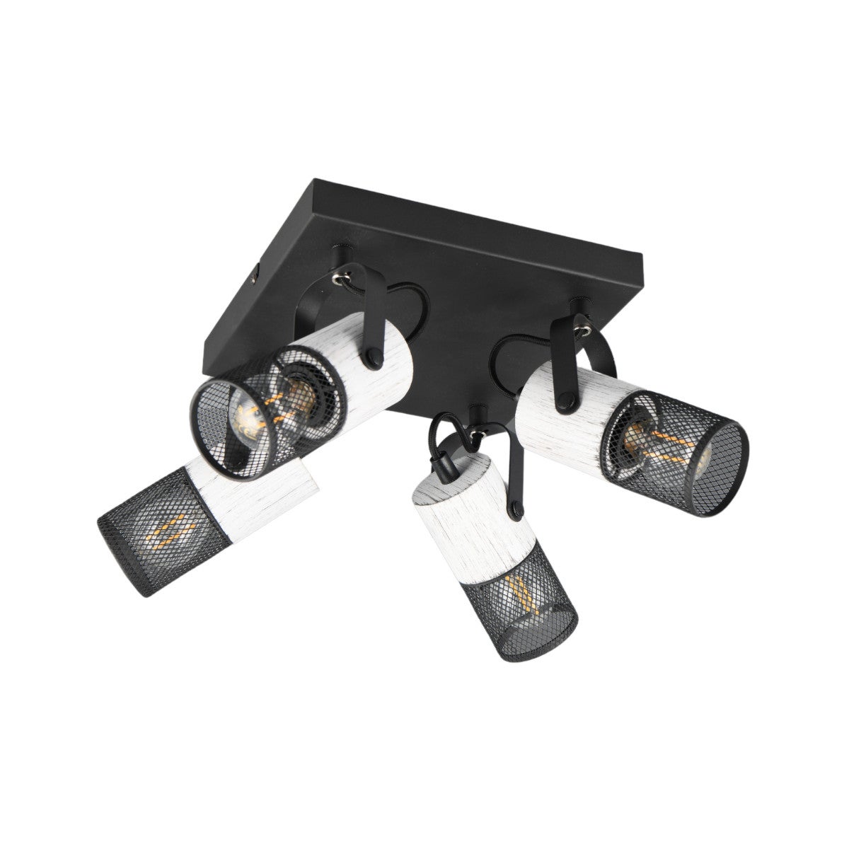 Reflektor sufitowy spot natynkowy Tosh kwadratowy czarno-biały 4xE14x15W wym: 19,5 x 22 x 22 cm metal Trio