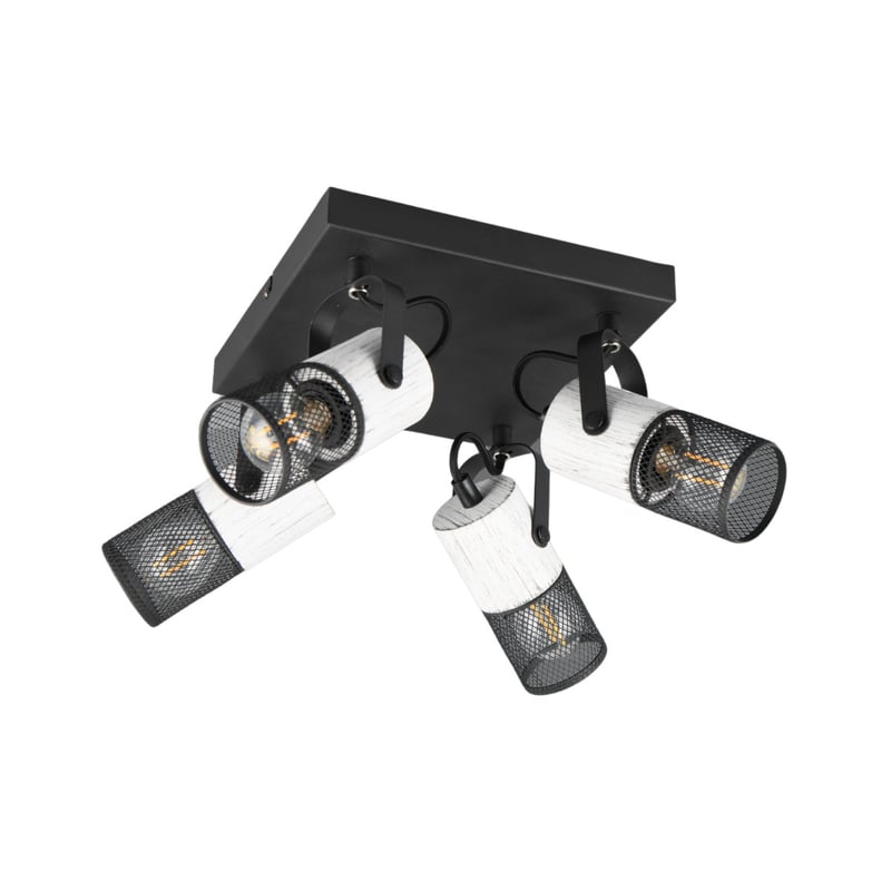 Reflektor sufitowy spot natynkowy Tosh kwadratowy czarno-biały 4xE14x15W wym: 19,5 x 22 x 22 cm metal Trio