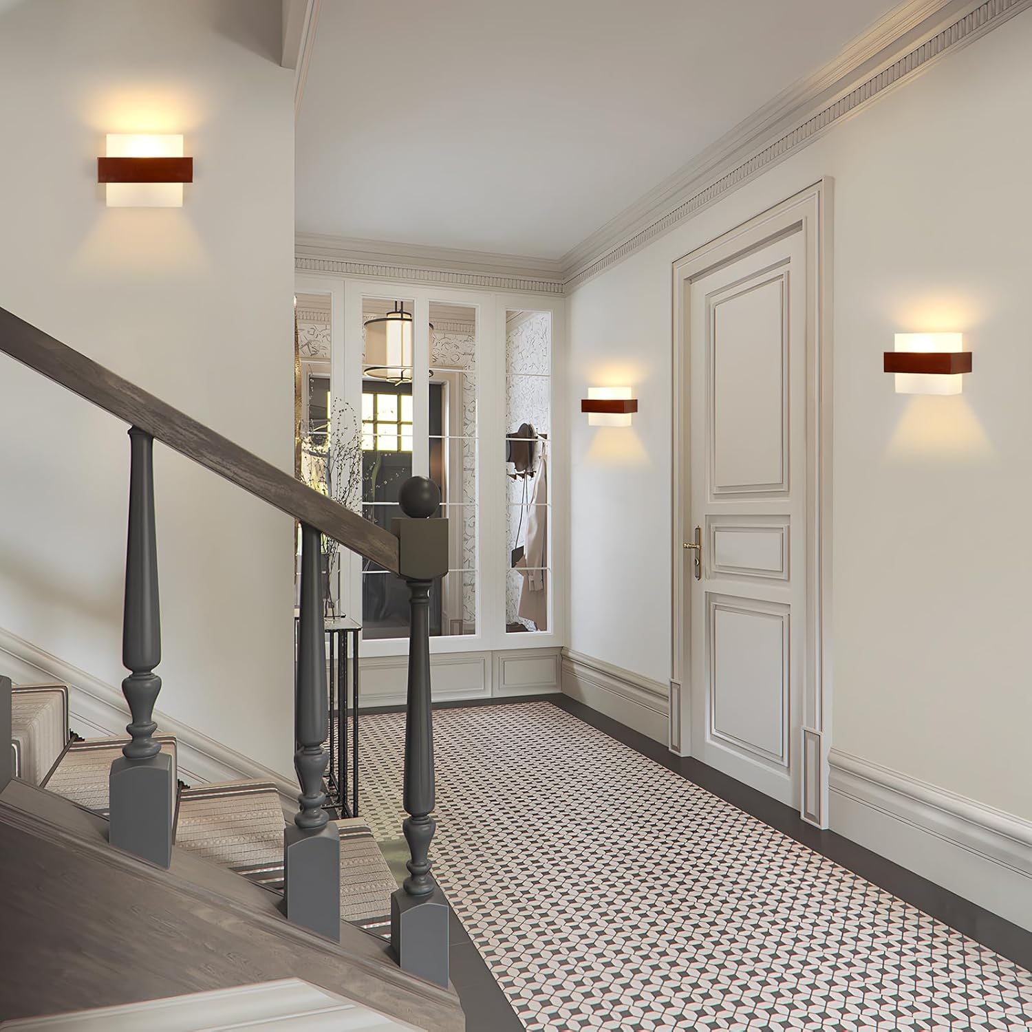 GOECO Applique Murale Intérieure, Moderne E27 Lampe Murale en Bois et Verre, Minimaliste Luminaire Mural Interieur pour Chambre, Salon, Salle à Manger - 8