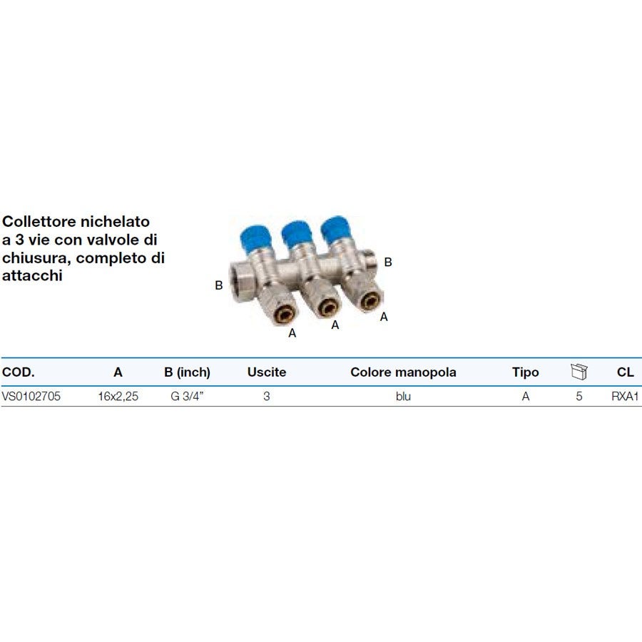 Collettore Uponor TruFLOW Jr. Senza Valvole 3 Anelli A2660300 - Ottone, Finlandia