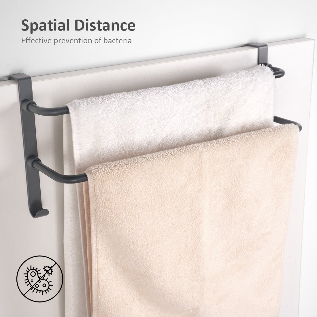 Barre Porte-serviettes Gedotec H6008 - Pivotante 90°, 3 Bras Extensibles | Pour Salle De Bain, Cuisine | Noir