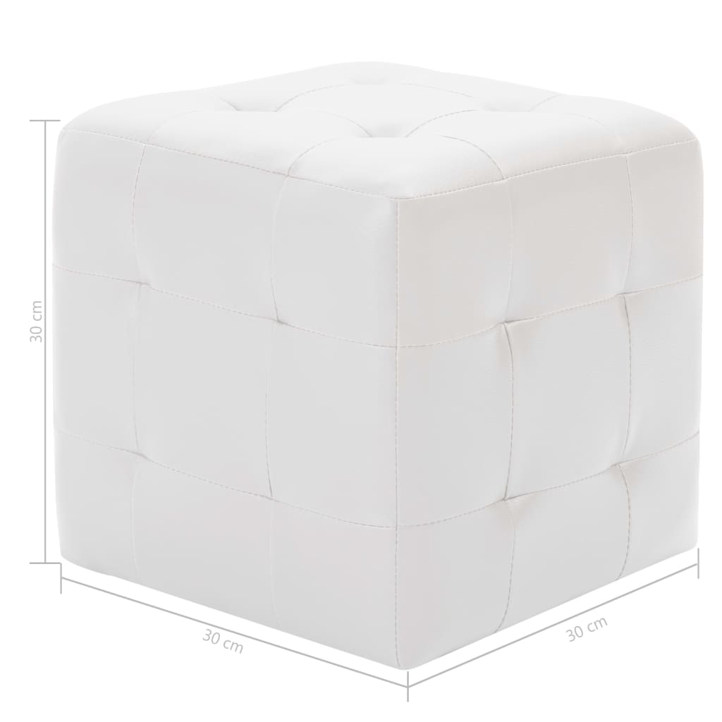 Pufe 2 unidades couro sintético branco 30x30x30 cm - 5