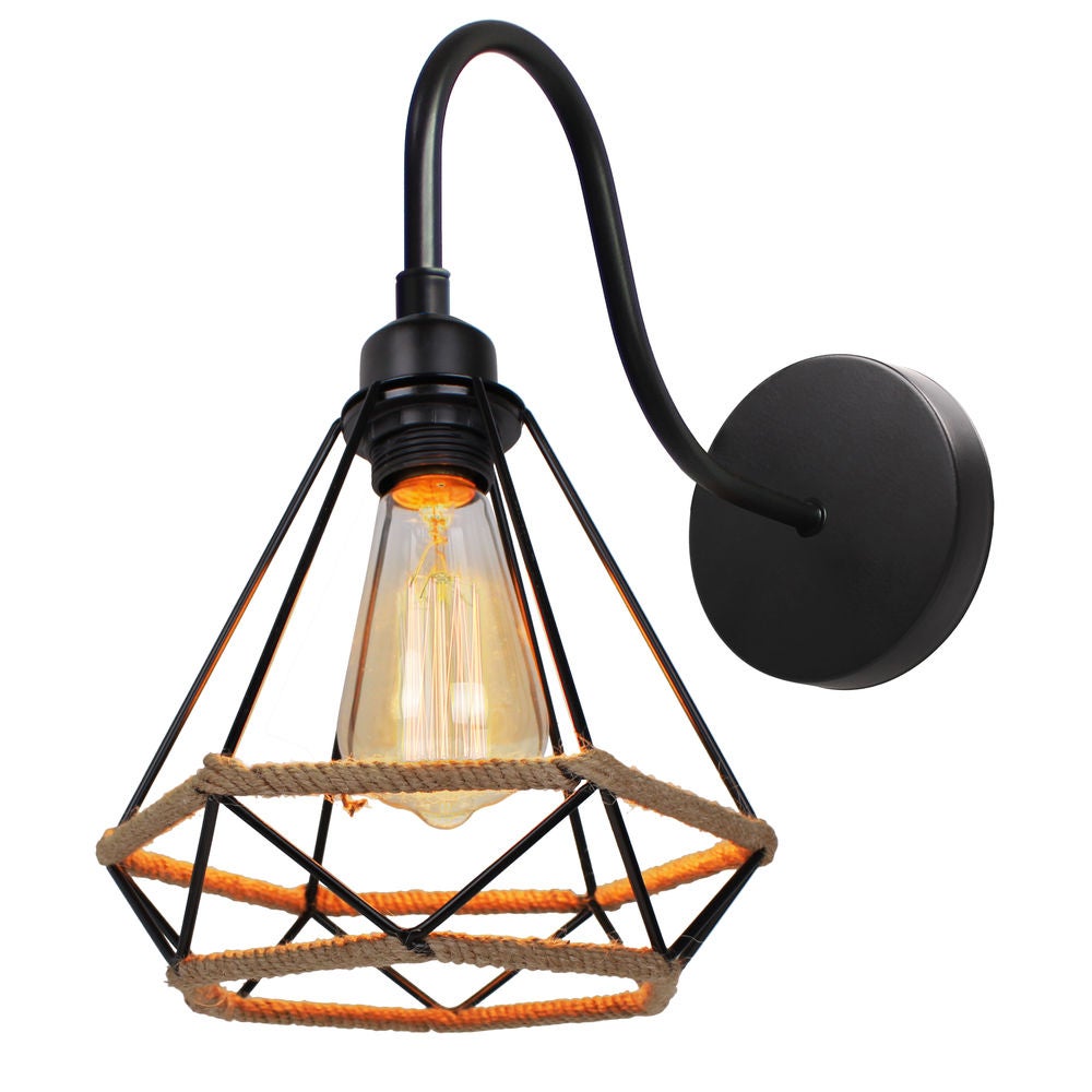 Applique Murale Industrielle Vintage - Luminaire Rétro Réglable Avec Corde Chanvre - Pour Cuisine, Salon, Chambre