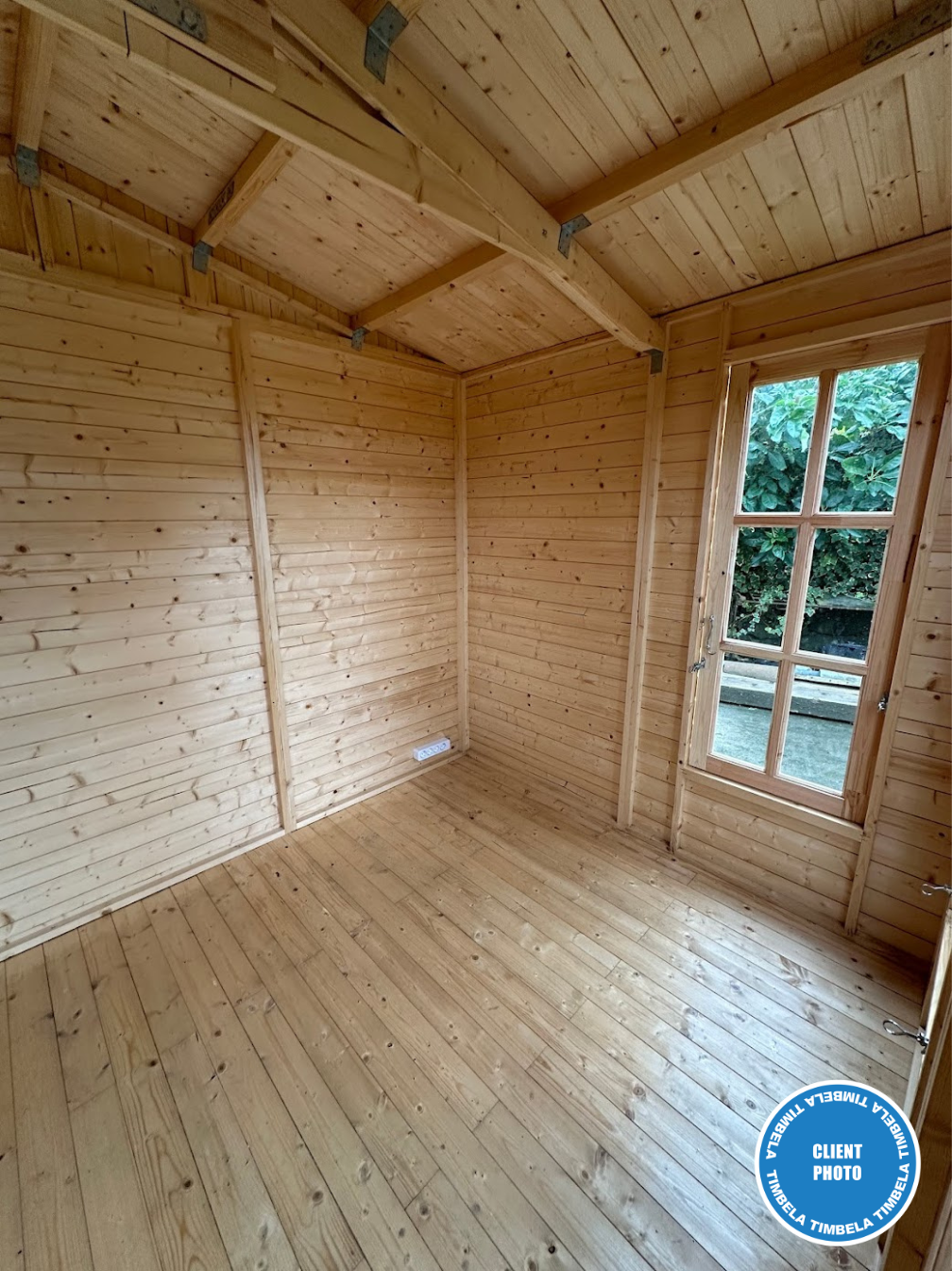 Abri de jardin bois avec plancher, avec bardeaux bitumineux couleur ROUGE l332xP222xH232cm/6m2, Atelier, Studio TIMBELA M334FB - 7