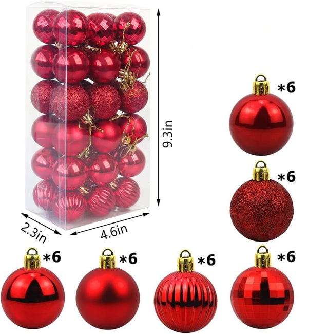 Set Di Palline Natalizie, Diametro: 25 Cm, Colore Rosso Lucido Alta Qualità per Set Di Palline Natalizie, Diametro: 25 Cm, Colore Rosso Lucido Alta Qualità per