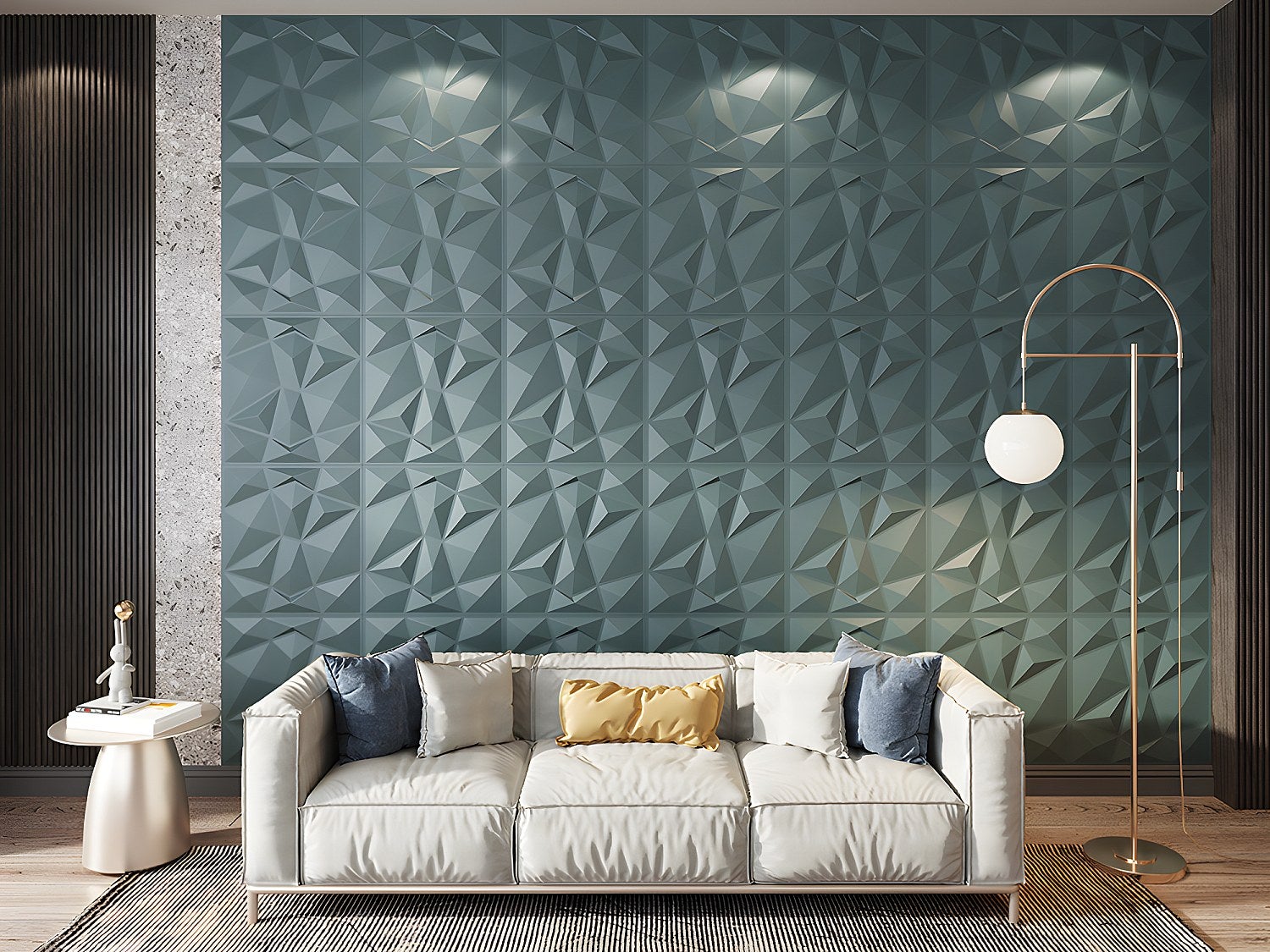 Panneau mural 3D à peindre - pack de 3m² - lot de 12 pièces - ANGLY - 6