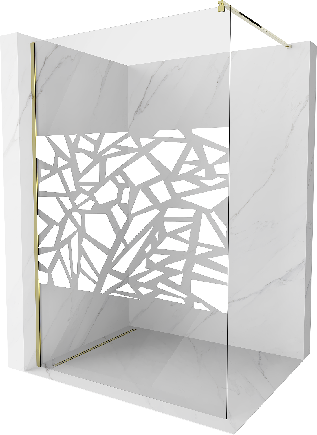 Mexen Kioto ścianka prysznicowa Walk-in 120 x 200 cm, biały wzór 8 mm, złota - 800-120-101-50-85