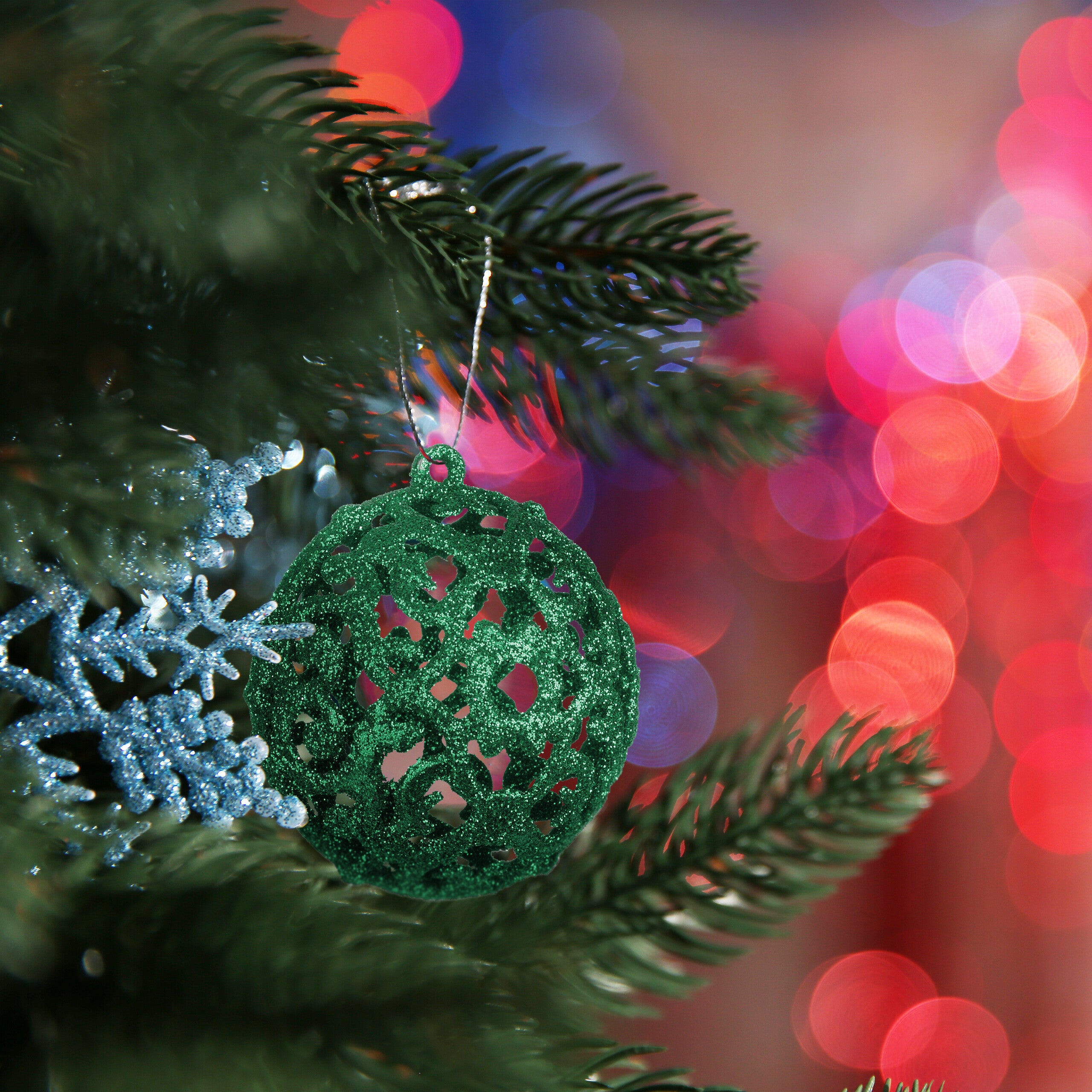 Set 150 Palline Di Natale Relaxdays - Opache, Lucide E Glitterate, Diametro 3, 4 E 6 Cm, Colore Verde, Con Cordini