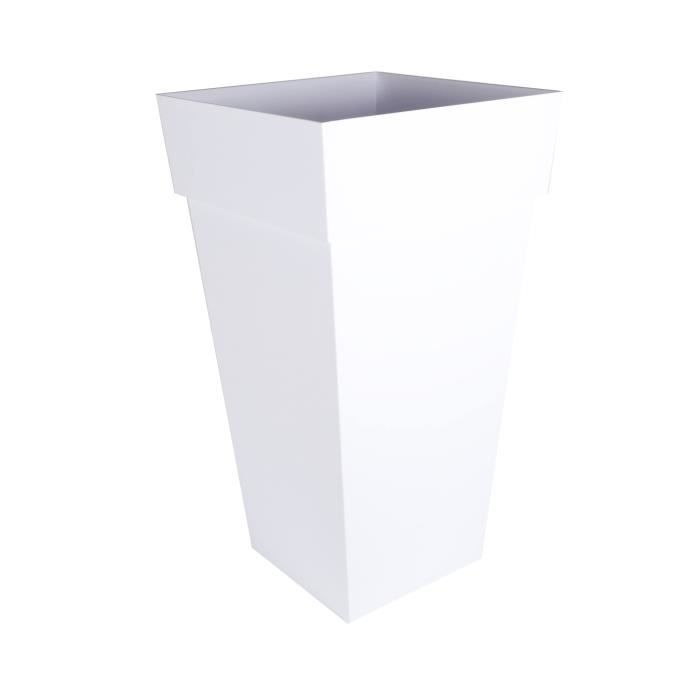EDA Pot de fleurs XXL Toscane - Carre - 43,3 x 43,3 x H 80 cm - 98 L - Blanc - 3