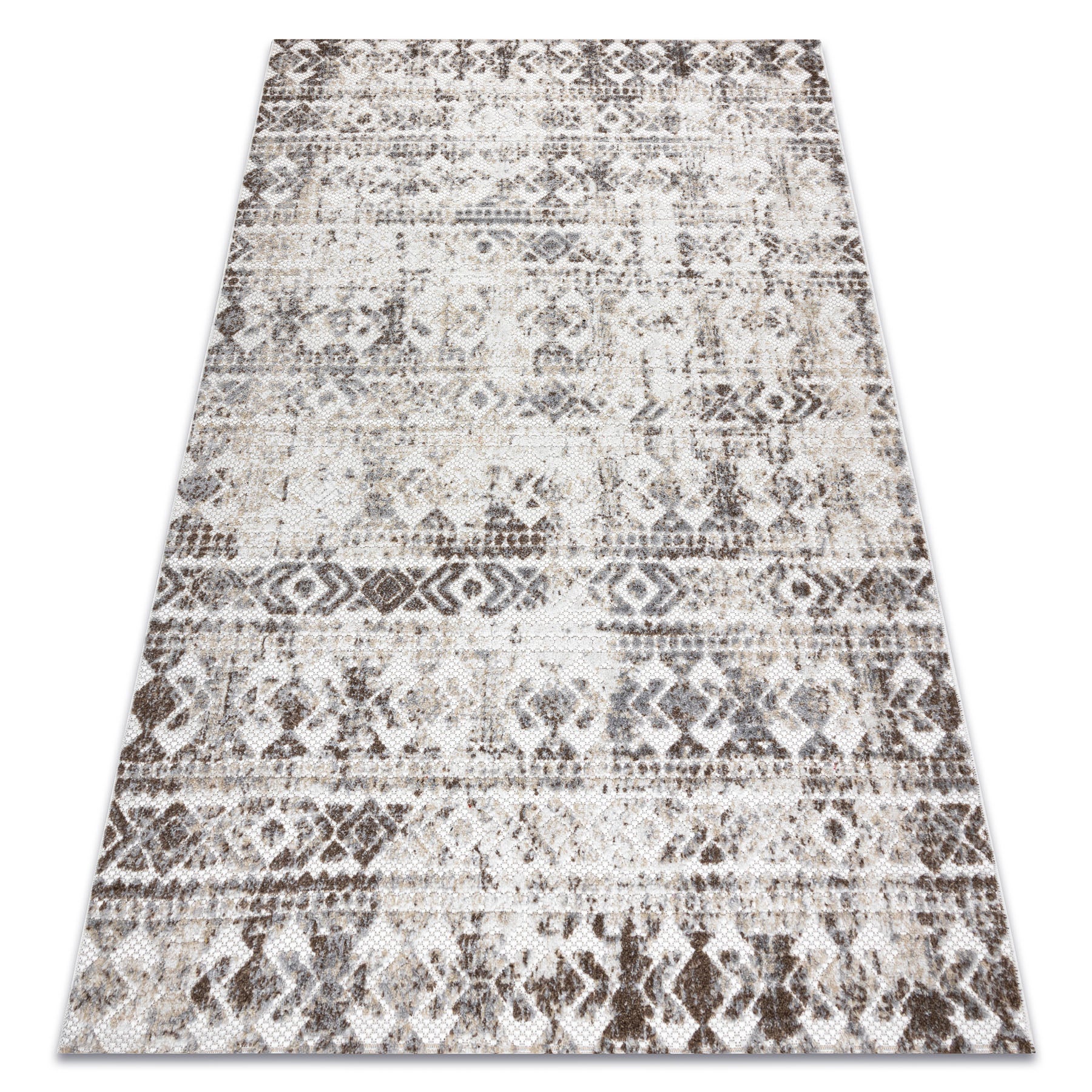 Dywan Strukturalny SOLE D3732 Aztecki, romby - płasko tkany beż 140x190 cm