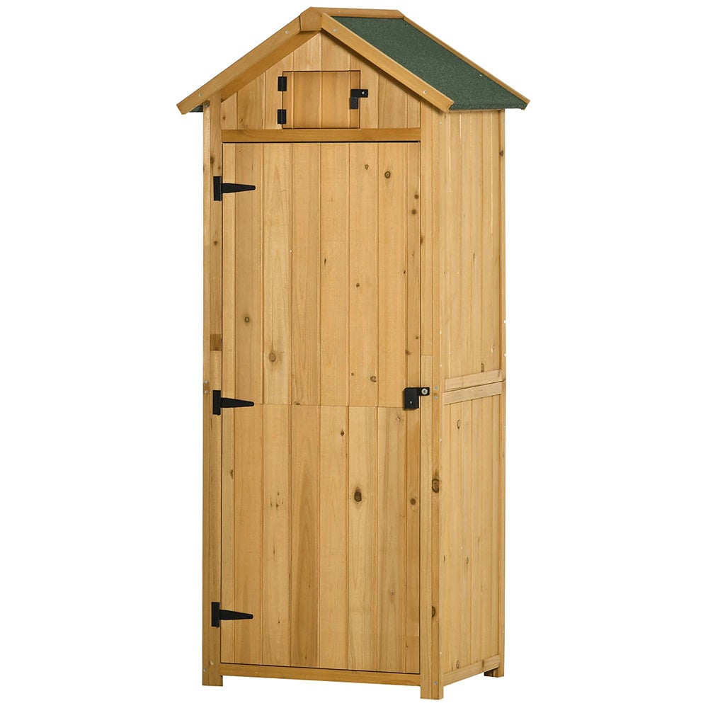 Domek ogrodowy Domek ogrodowy z półkami Okno dachowe z asfaltu Drewno Żółto-zielone 77 x 54,2 x 179 cm