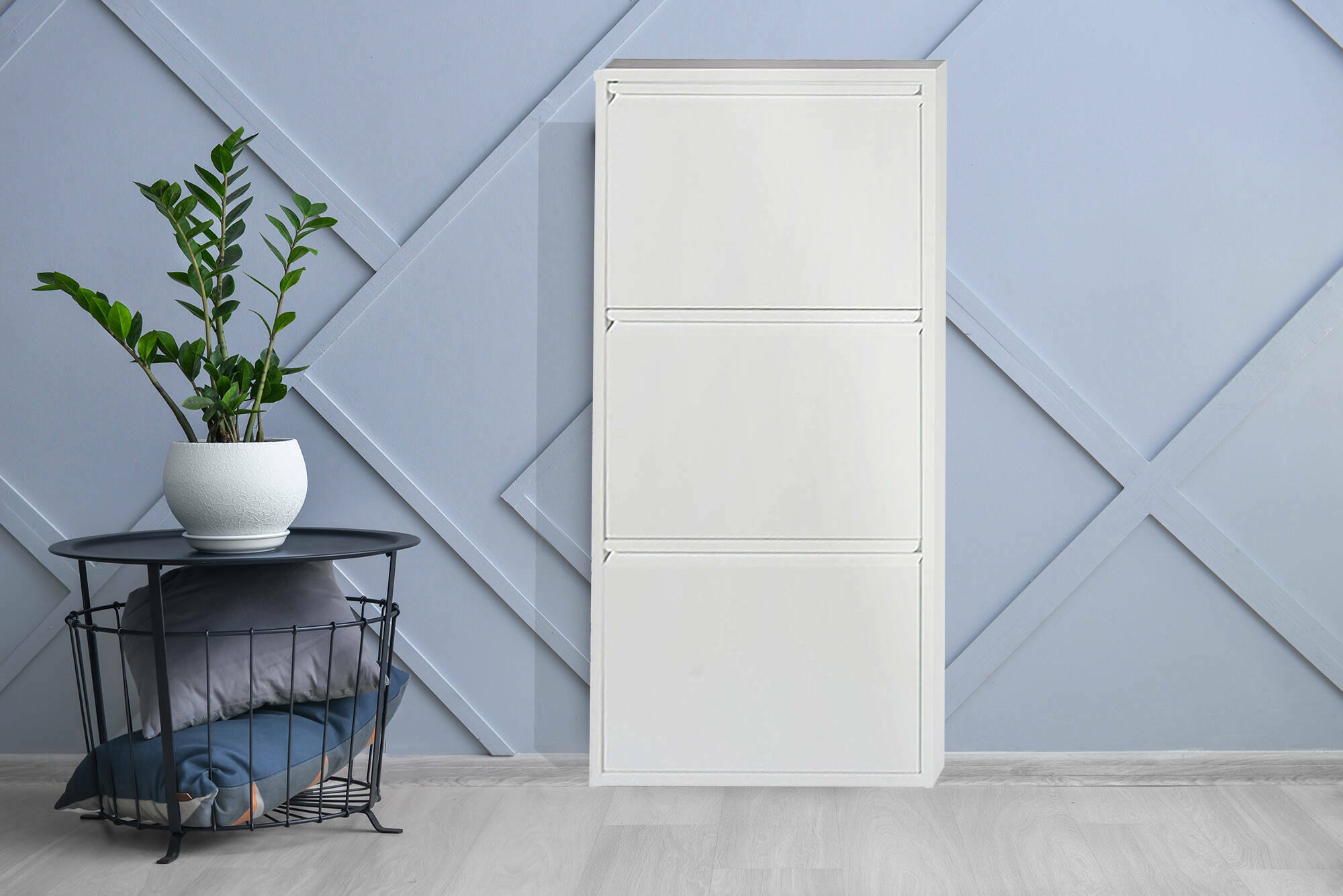 Relaxdays Sandra Scarpiera Mobile A 3 Ripiani, Metallo Verniciato, Nero, 26x70x50.5 Cm, Per Ingresso, Con Scomparto Stivali