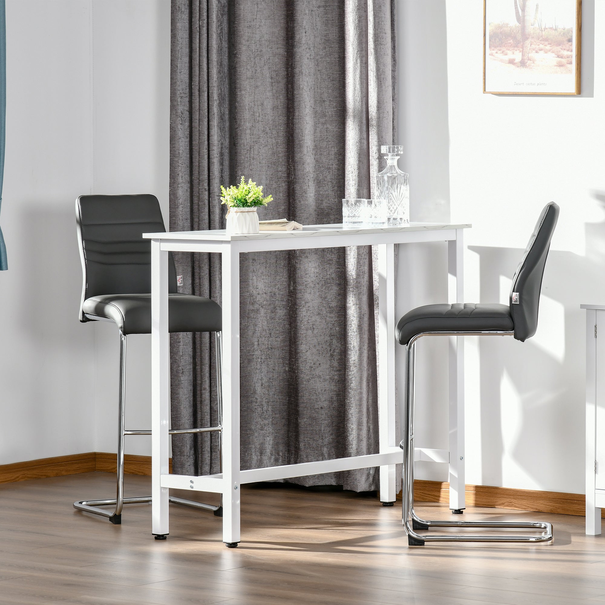 Homcom Mesa De Bar 120X40x100 Cm Melamina Y Acero Blanco , Leroy Merlin