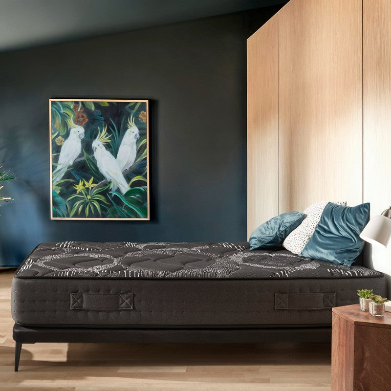 Matelas 90x200 Cm épaisseur 25 Cm - Mousse Mémoire De Forme + Latex Bleu - Fermeté Moyenne 8 Zones - Certifié Oeko-Tex