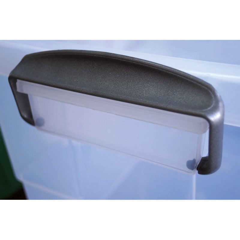 Caixa transparente Eurobox de 60 litros com rodas e tampa azul. - 2