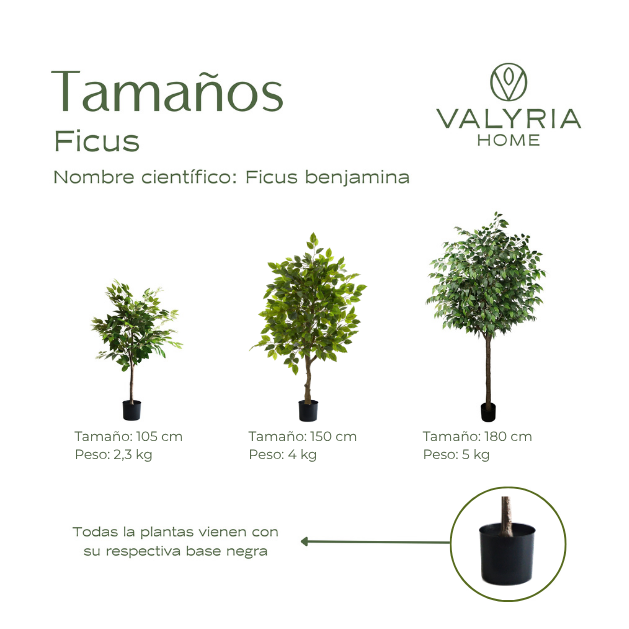 Planta Artificial Ficus 105 cm – Árbol Decorativo Realista sin Mantenimiento – VALYRIA HOME - 8