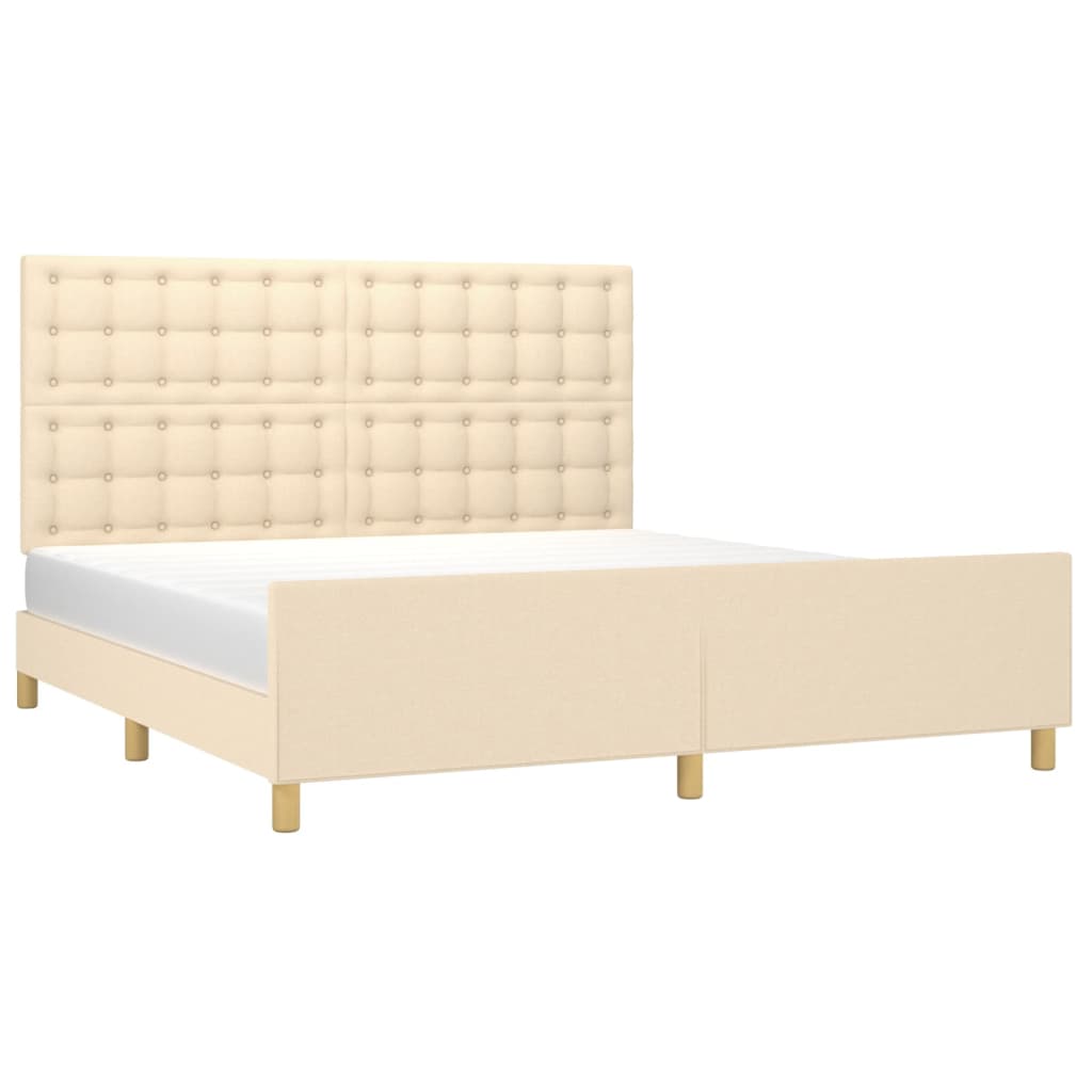 Cadre de lit sans matelas crème 160 x 200 cm tissu - 3