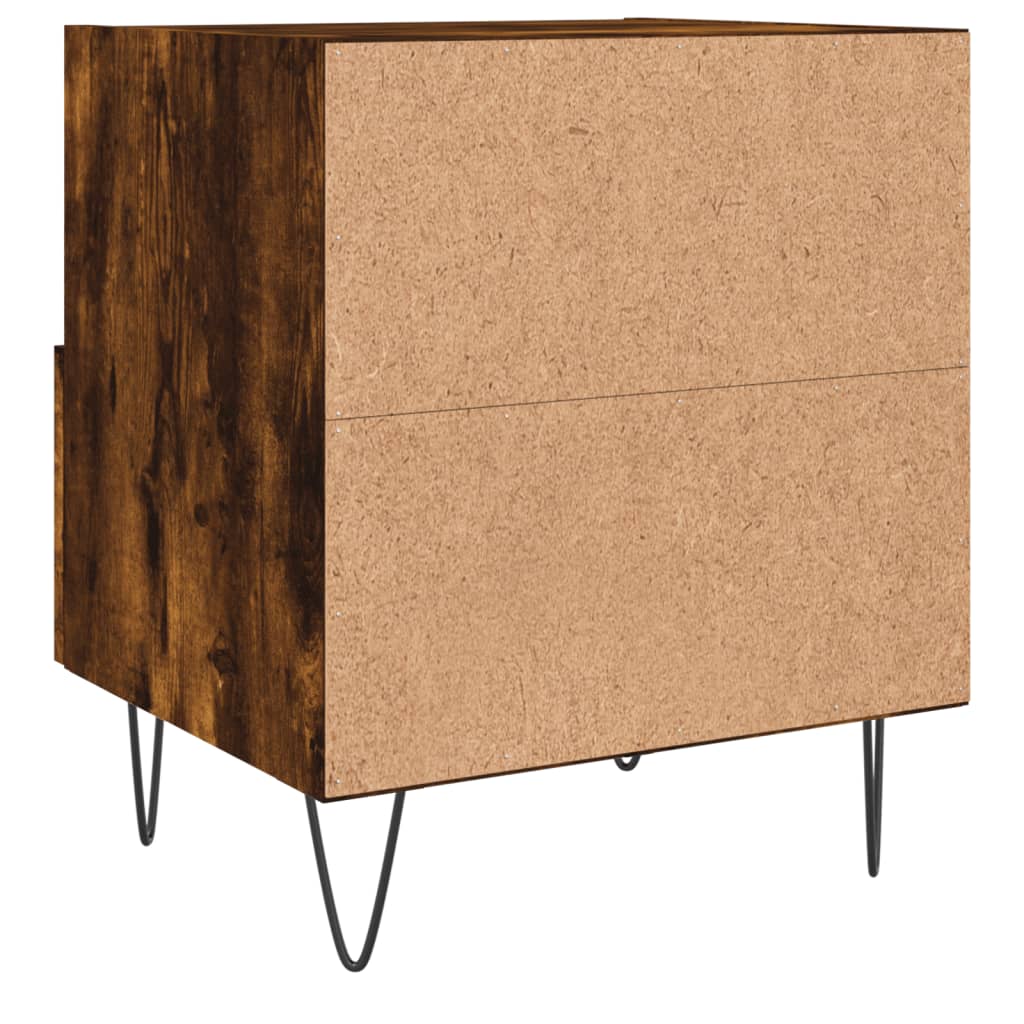 Table de chevet chêne fumé 40x35x47,5 cm bois d’ingénierie - 5