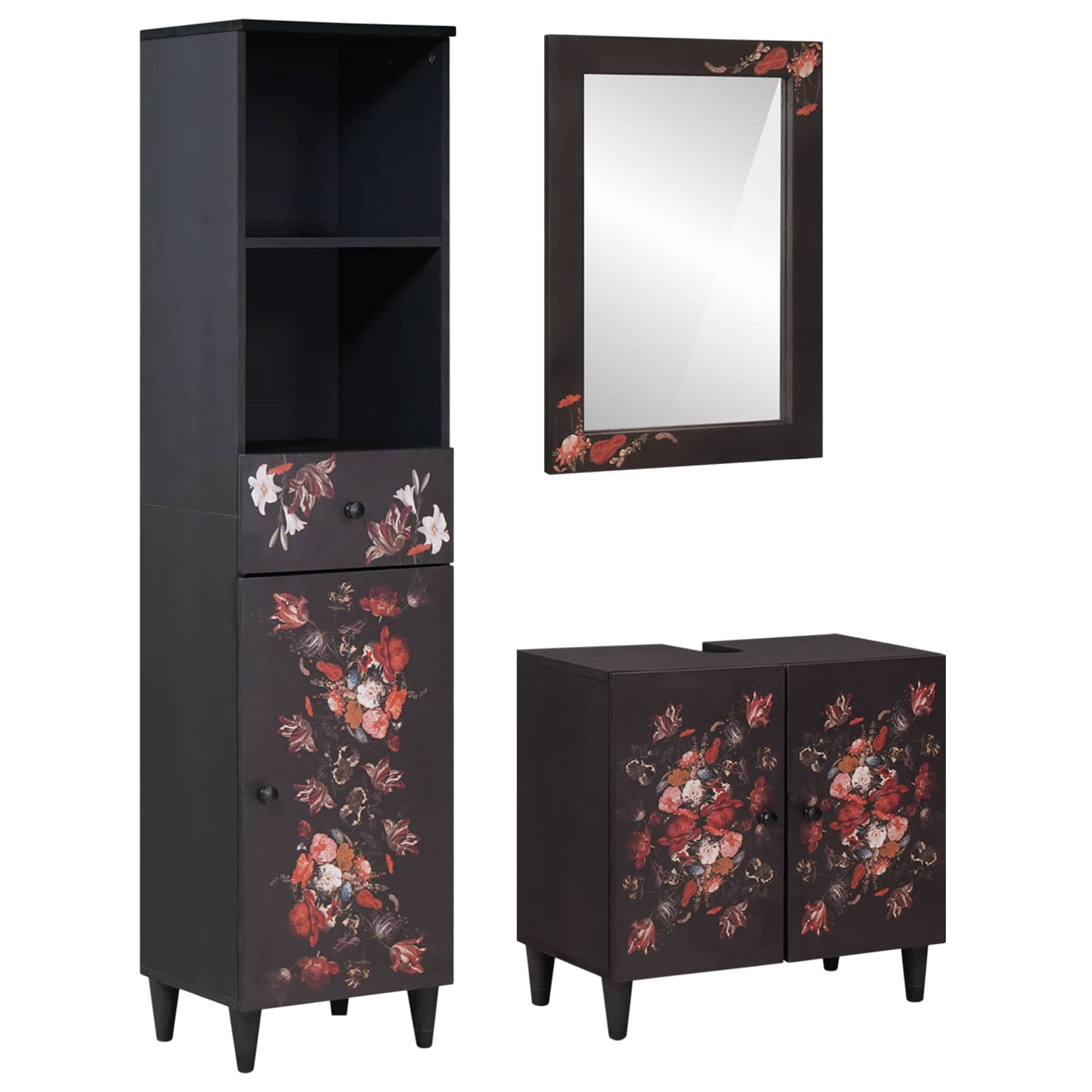Maison exclusive - juego de muebles de baño con cajón 3 pcs madera de mango maciza