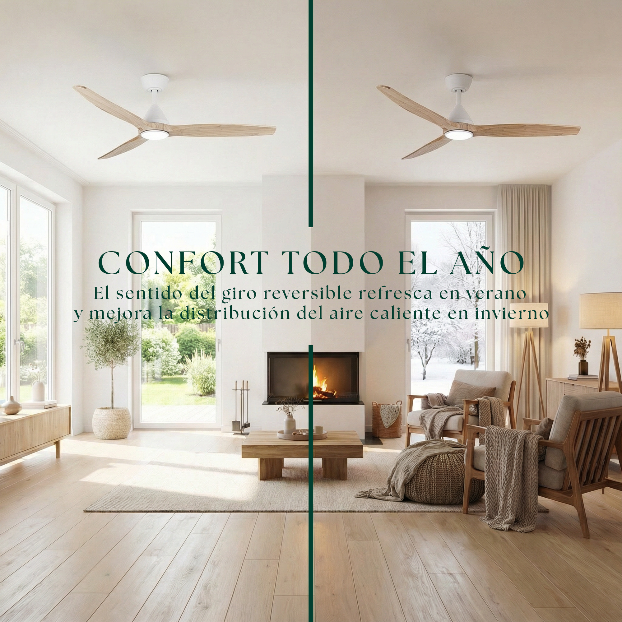 Giro Dolomiti Ventilateur de Plafond avec lumière 132 cm – 3 Pales Bois, 6 vit. + Night Comfort, Moteur Blanc · Pales Pin - 7