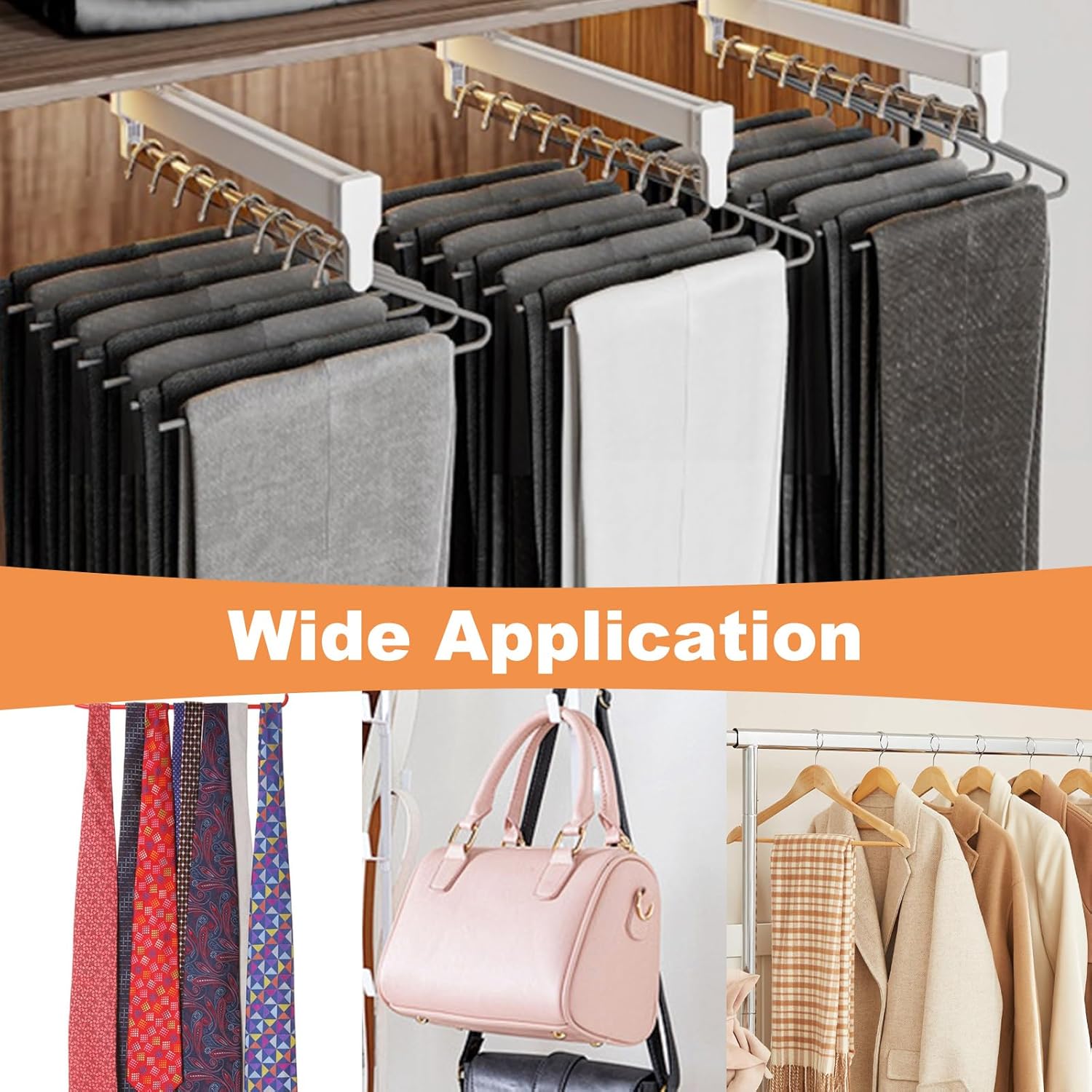 Barra retráctil para armario, 1 pieza, acero laminado en frío, blanca, deslizante, para guardarropa (29,2 cm) - 2