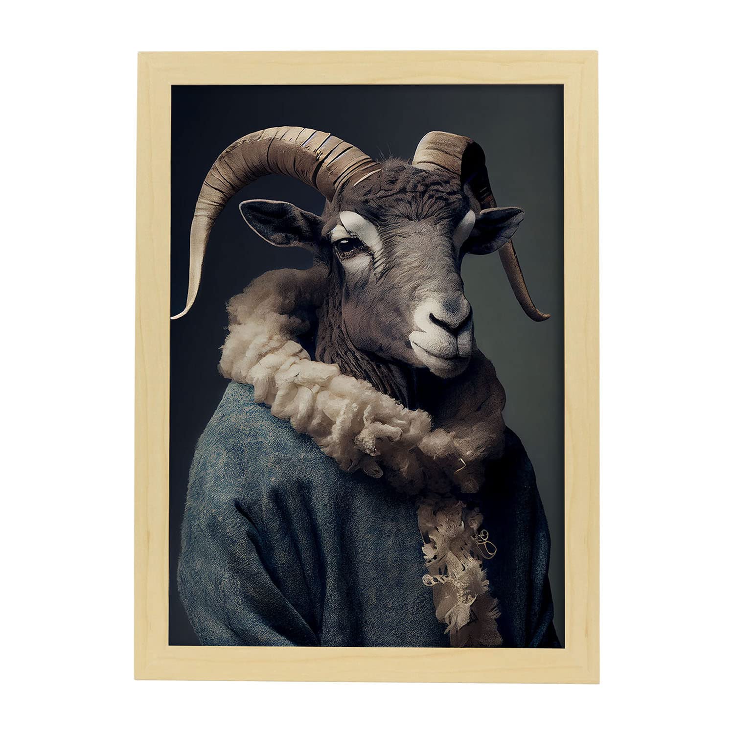 Nacnic poster de cabra en estilo de fotografía a todo color divertidas ilustraciones realistas de animales con ropa humana a3 marcos madera