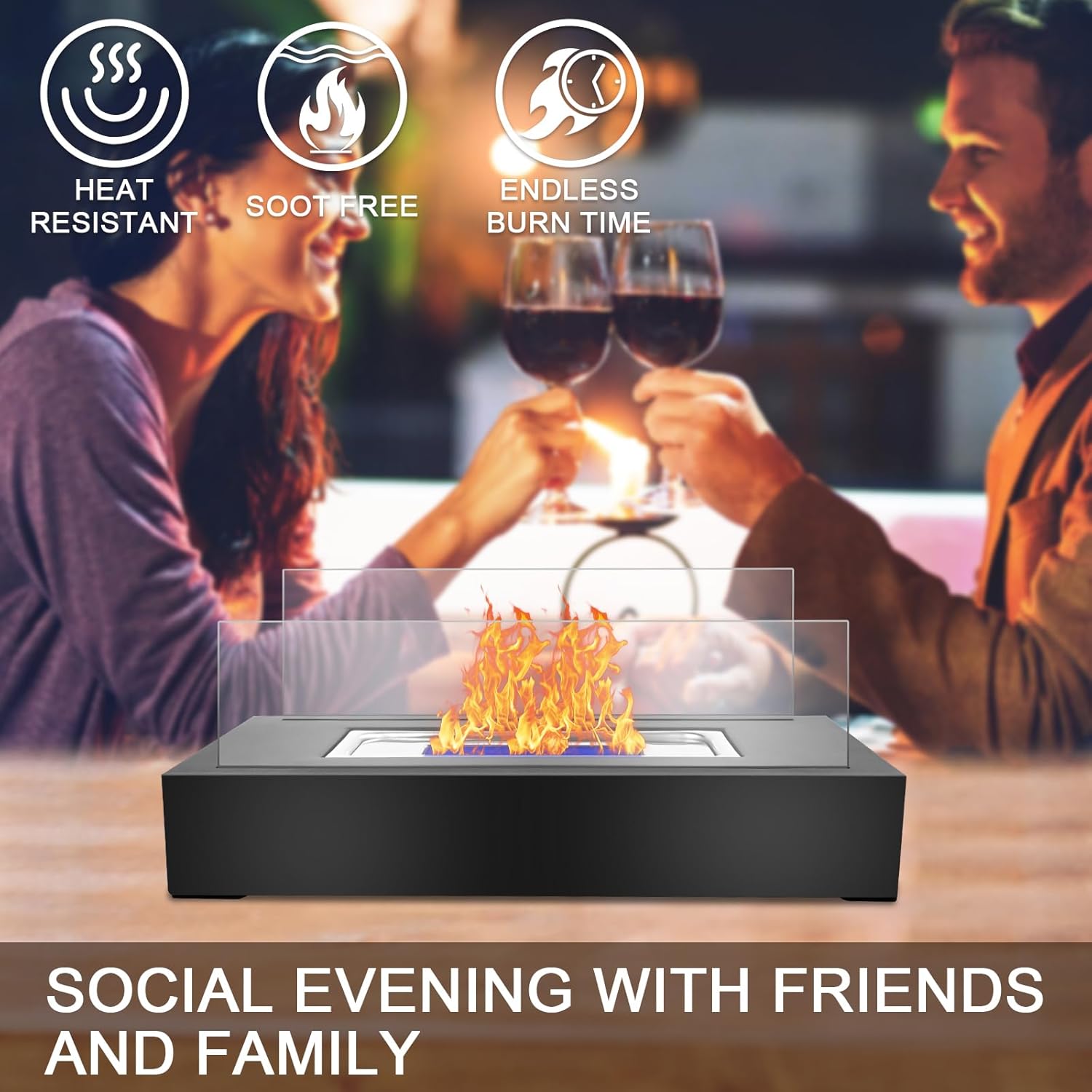 Chimenea de bioetanol, chimenea de mesa interior, fuego de mesa para uso interior y exterior, chimenea de bioetanol portátil - 5