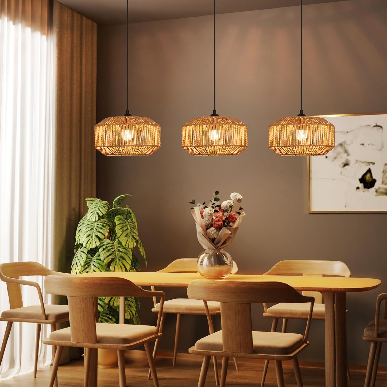 ZMH Suspension 3 Flamme Vintage E27 Décoration De Salle à Manger (ampoule Non Incluse) - 2