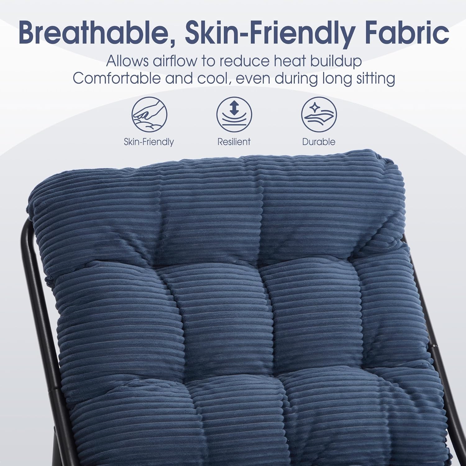 Fauteuil extérieur en acier avec coussin, pouf offert, chaise de jardin moderne pour terrasse et balcon - 5
