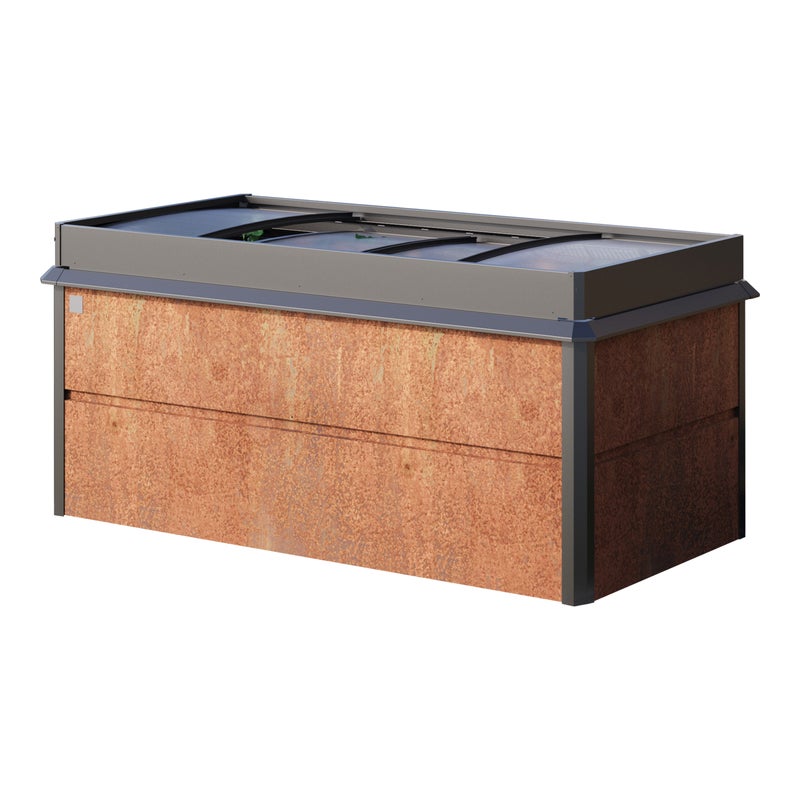 200 x 100 x 77 cm Grządka podwyższona, stal corten, Optyka rdzy, z ochroną przed ślimakami i inspektem ogrodowym