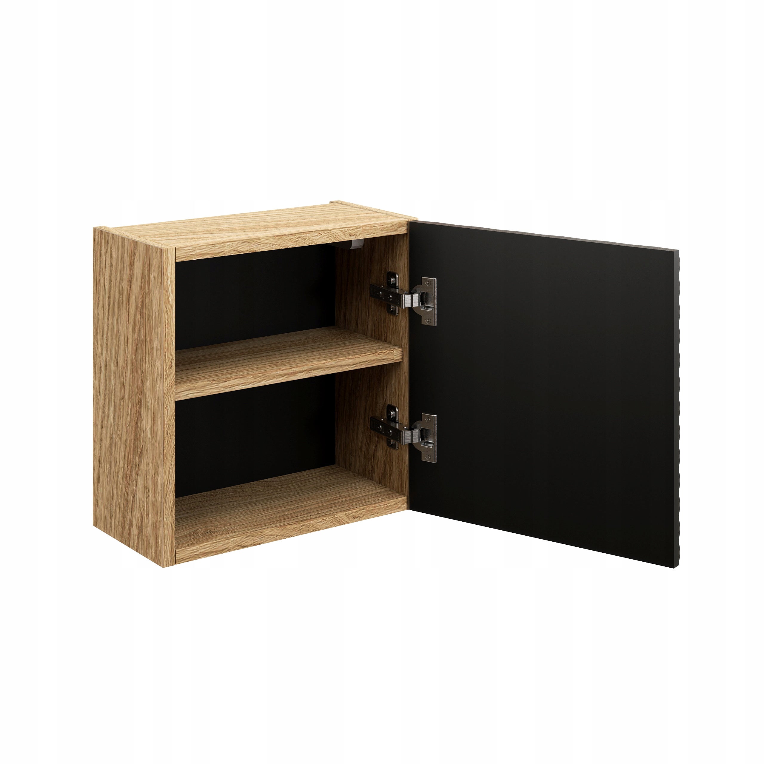Szafka łazienkowa OCEAN 35 cm czarna dąb olejowany front 3D MDF wisząca kwadratowa - 4