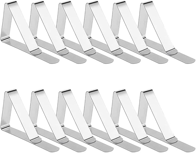 12 Pinces à Nappe Inoxydables - Clips Réglables Anti-glisse Pour Table Intérieur/extérieur, 5x4 Cm