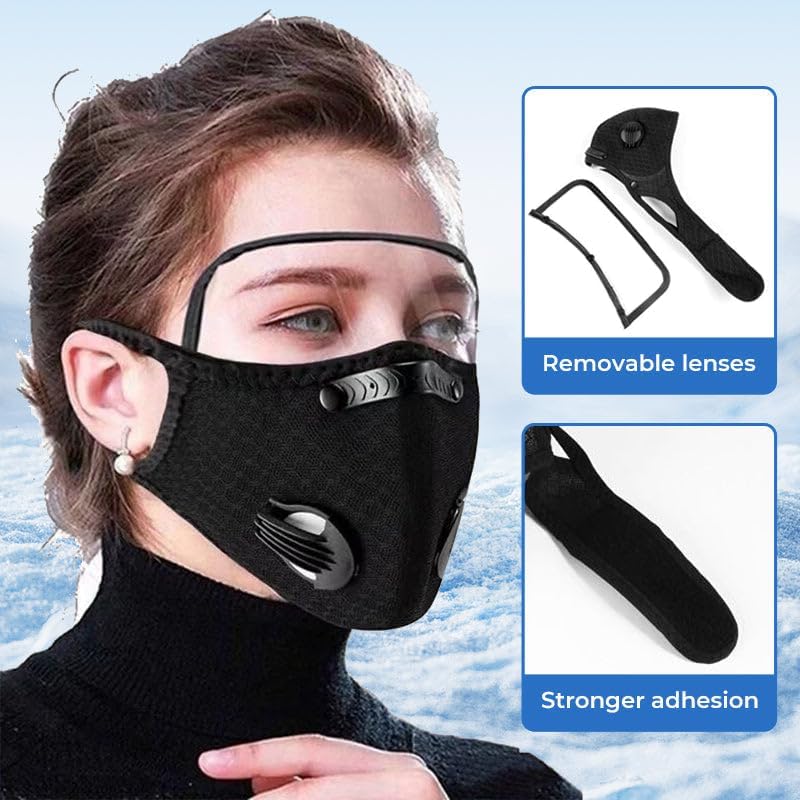 Masque anti-poussière pour menuiserie, construction, nettoyage, peinture, sciage et meulage, noir, 1 pièce, avec lentille - 3