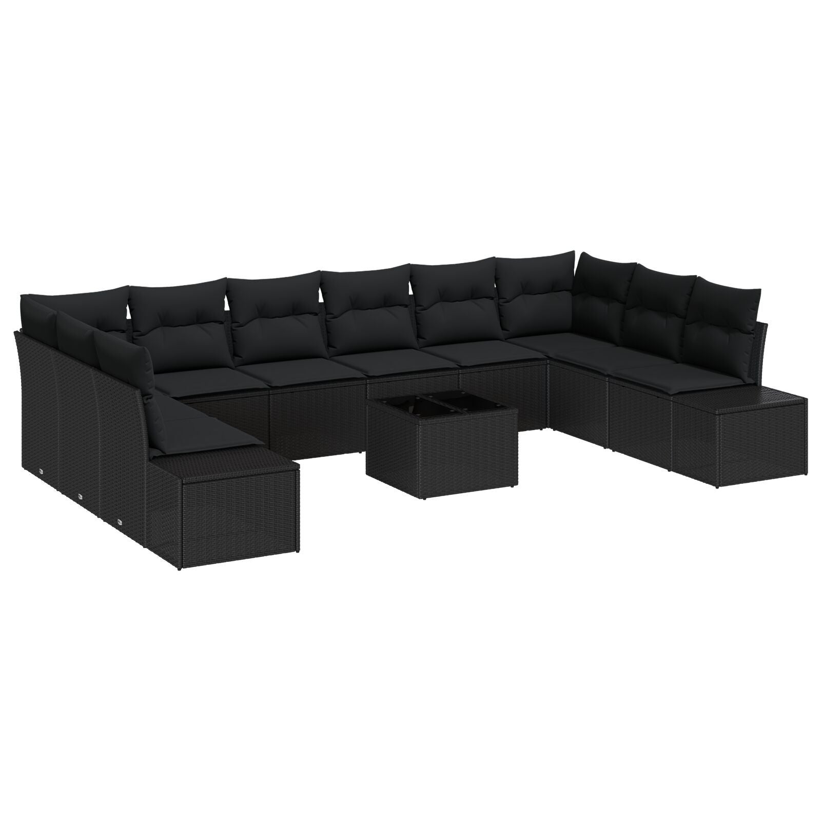 Zestaw Sof na Ogród z poduszką 10 pcs Czarny Technorattan vidaXL