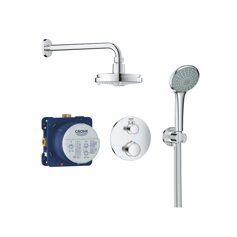 WELLFOR WBS41 Système De Douche Combiné Avec Pommeau De Douche Et Douchette Murale En Or Brosse