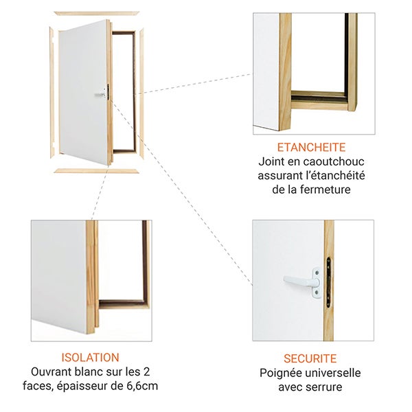 Trappe de grenier pour une ouverture de 70x90cm - DWT70X90 - 3