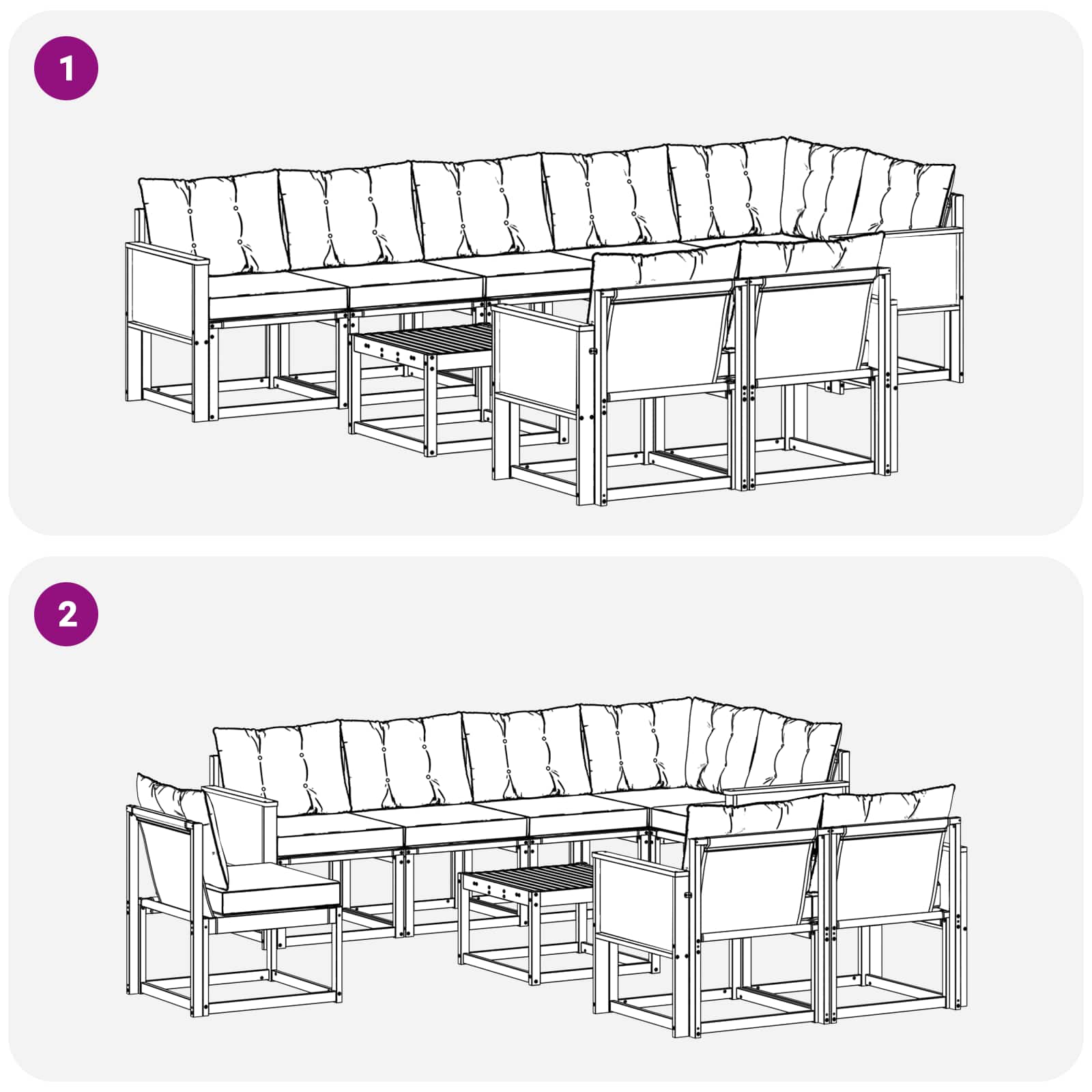 Ensemble de canapés d'extérieur 9 pièces naturel et beige - 9