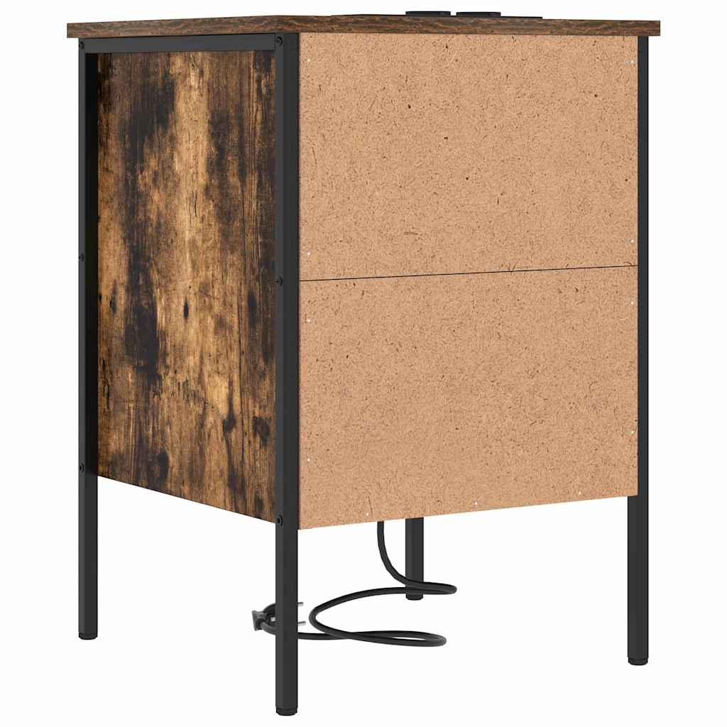 Mesita de noche de roble ahumado, para dormitorio, 42 × 41 × 61 cm - 8