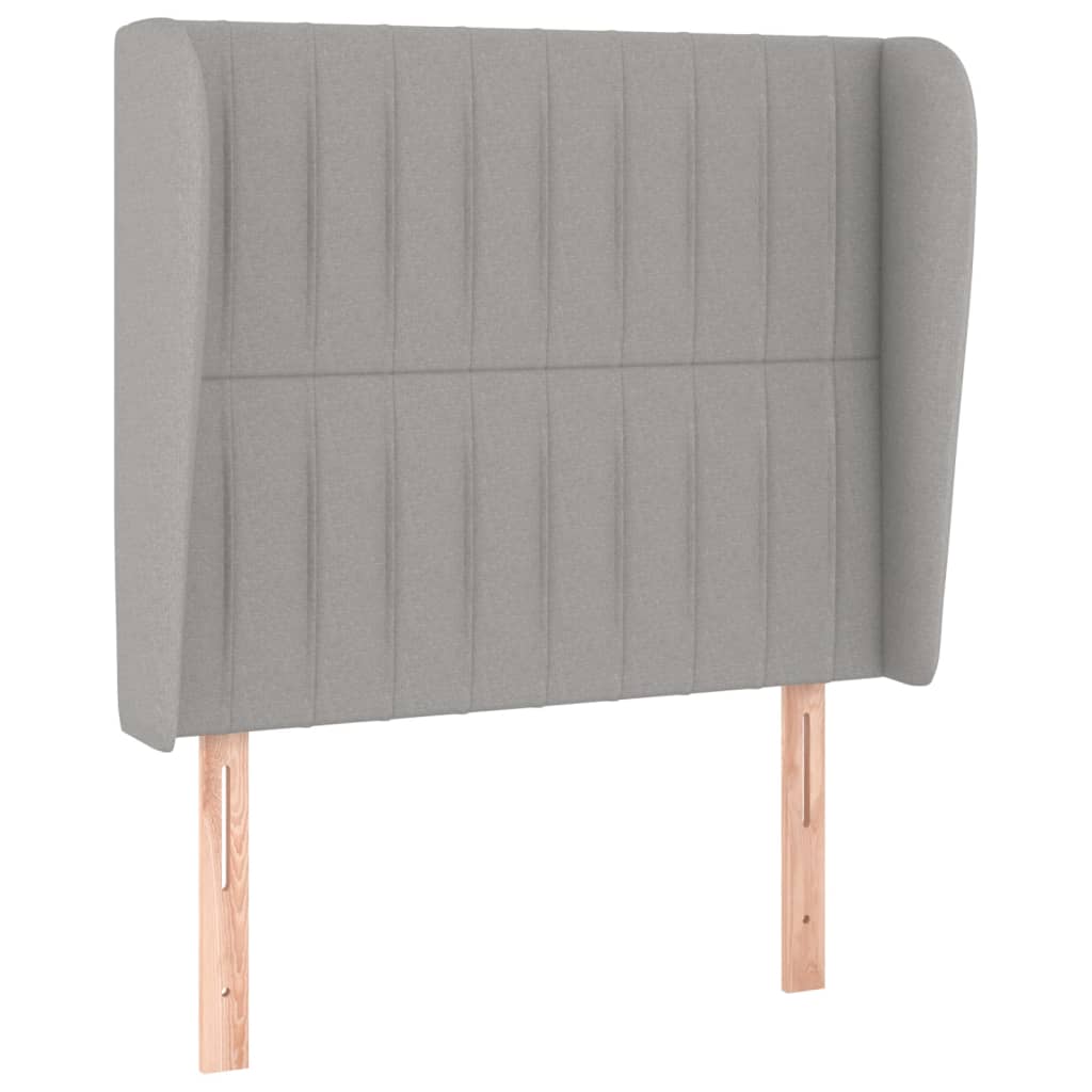 Cabecero，Cabecero de cama，Panel de Cabecera con orejas de tela gris claro 103x23x118/128 cm CFW58139 - 2