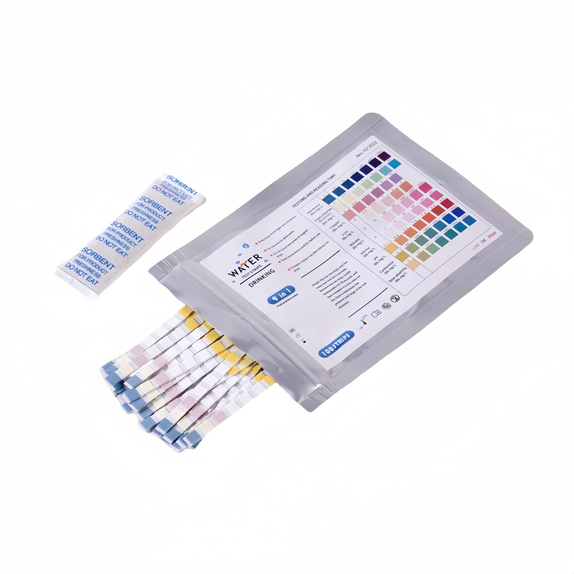 50 bandelettes test 9 en 1 pour piscine, spa et eau potable, mesure pH, chlore, dureté, nitrates, nitrites, fer, carbonates, alcalinité,analyse rapide - 8