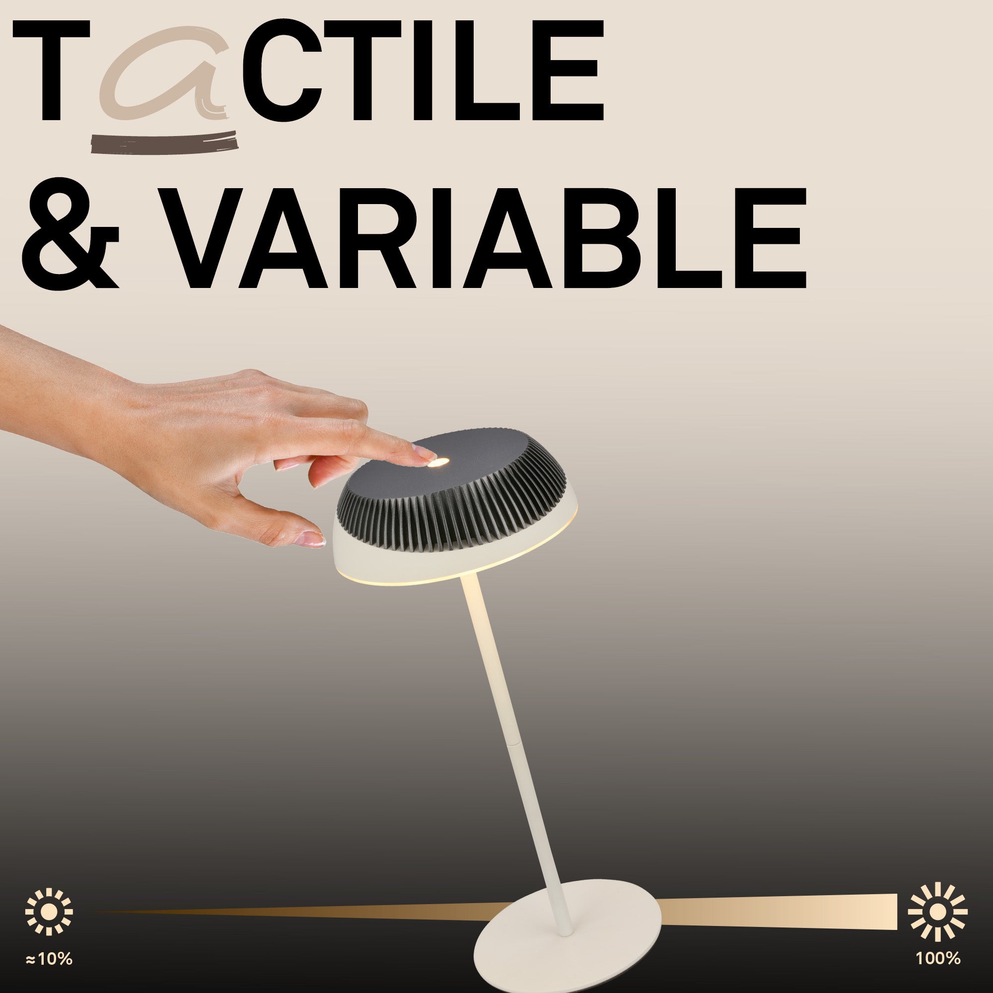 Lampe de table LED - German Design Award - Sans fil - Tactile - Ø14x32cm - Blanc chaud - 2W, 200lm - Briloner - 4