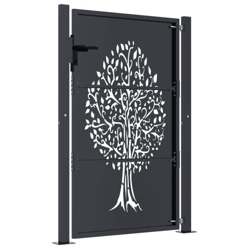Portail de jardin anthracite 105x130cm acier conception d arbre - 4