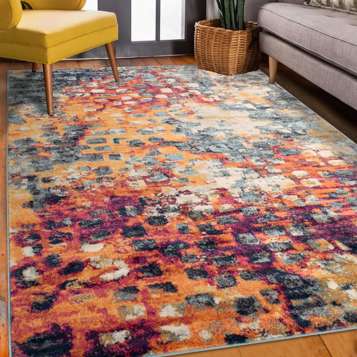 Tapis Vintage Oriental 120x170 cm - LYN3 DESI - Couleur : multicolore bleu orange rose - 7